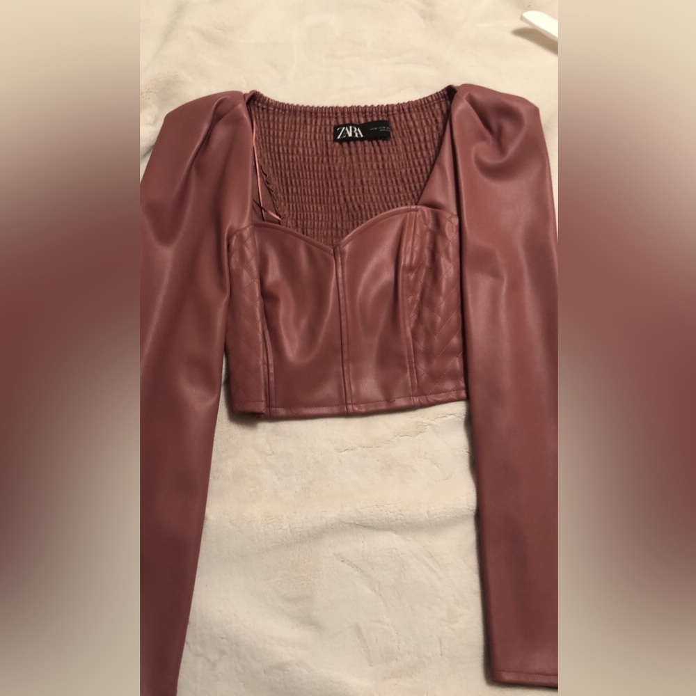 Zara leather crop top
